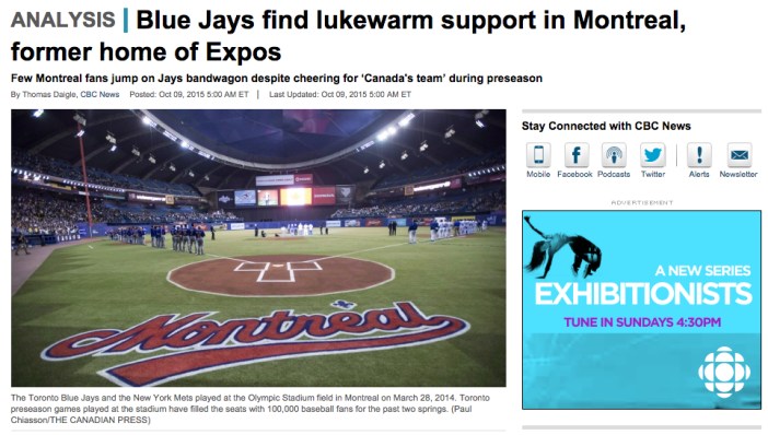 Blue Jays find lukewarm support in Montreal, former home of Expos