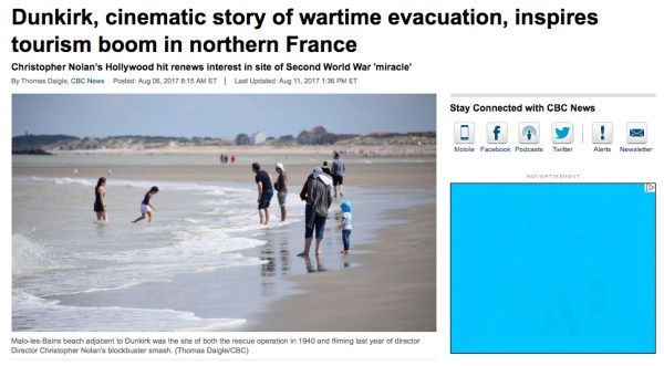 "Dunkirk" movie inspires tourism boom in northern France