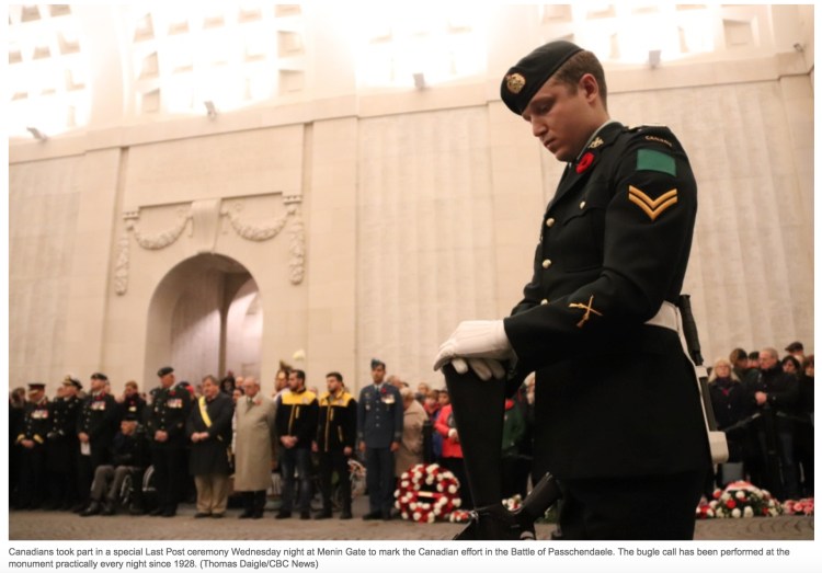 Last Post ceremony at Menin Gate in Belgium